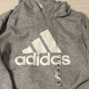 Adidas Women Gray and White Logo Hoodie